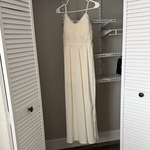 Derek Heart Cream Crochet Bodice Maxi Dress